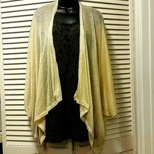 Sheer dolman sleeve wrap.